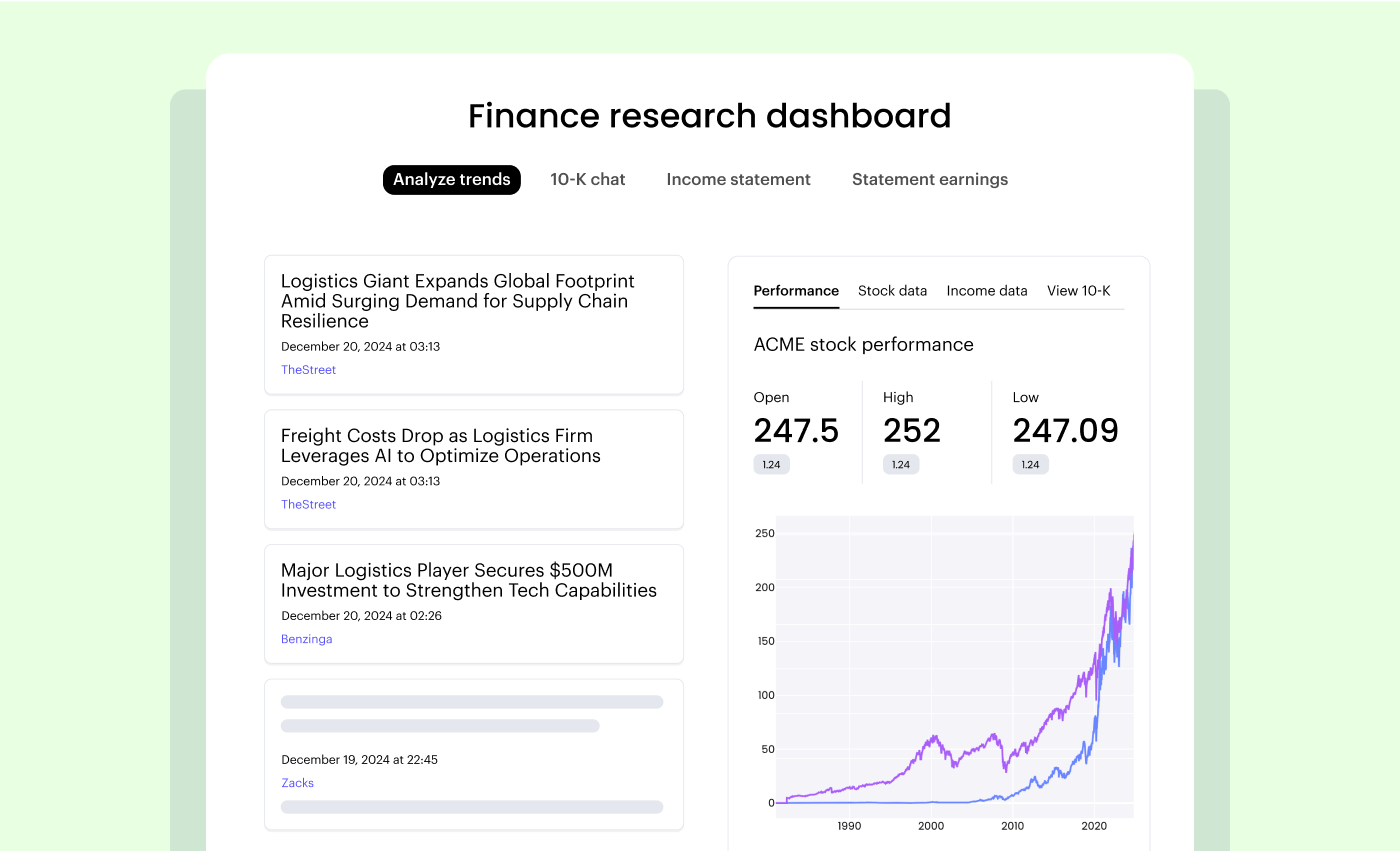 Finance research dashboard